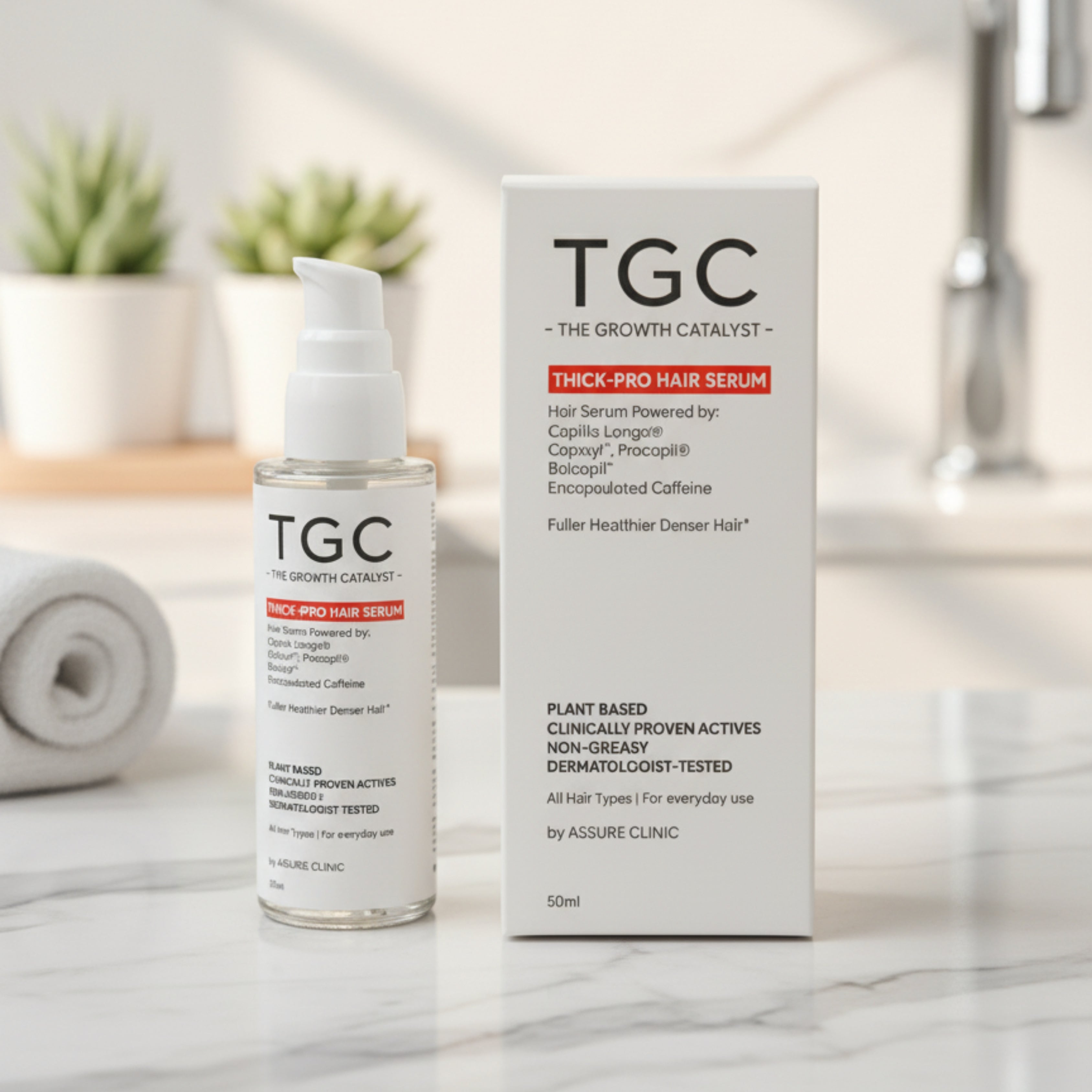 TGC The Growth Catalyst by Assure Clinic | Thick Pro Hair Serum – Advanced Hair Thickening & Growth Formula for Men & Women, 50ml